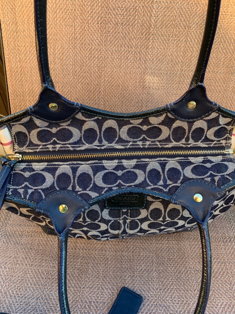 Coach 12573 denim blue and Gray Signature Bleeker Tote Bag with matching wallet - Picture 4 of 16